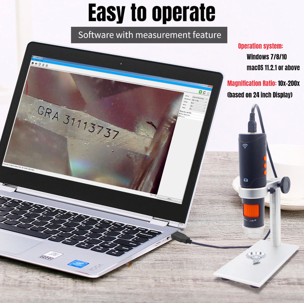 Polarized Wireless Jewelry Digital Microscope