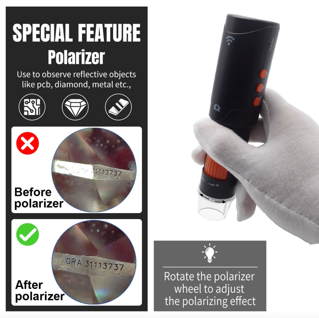Polarized Wireless Jewelry Digital Microscope