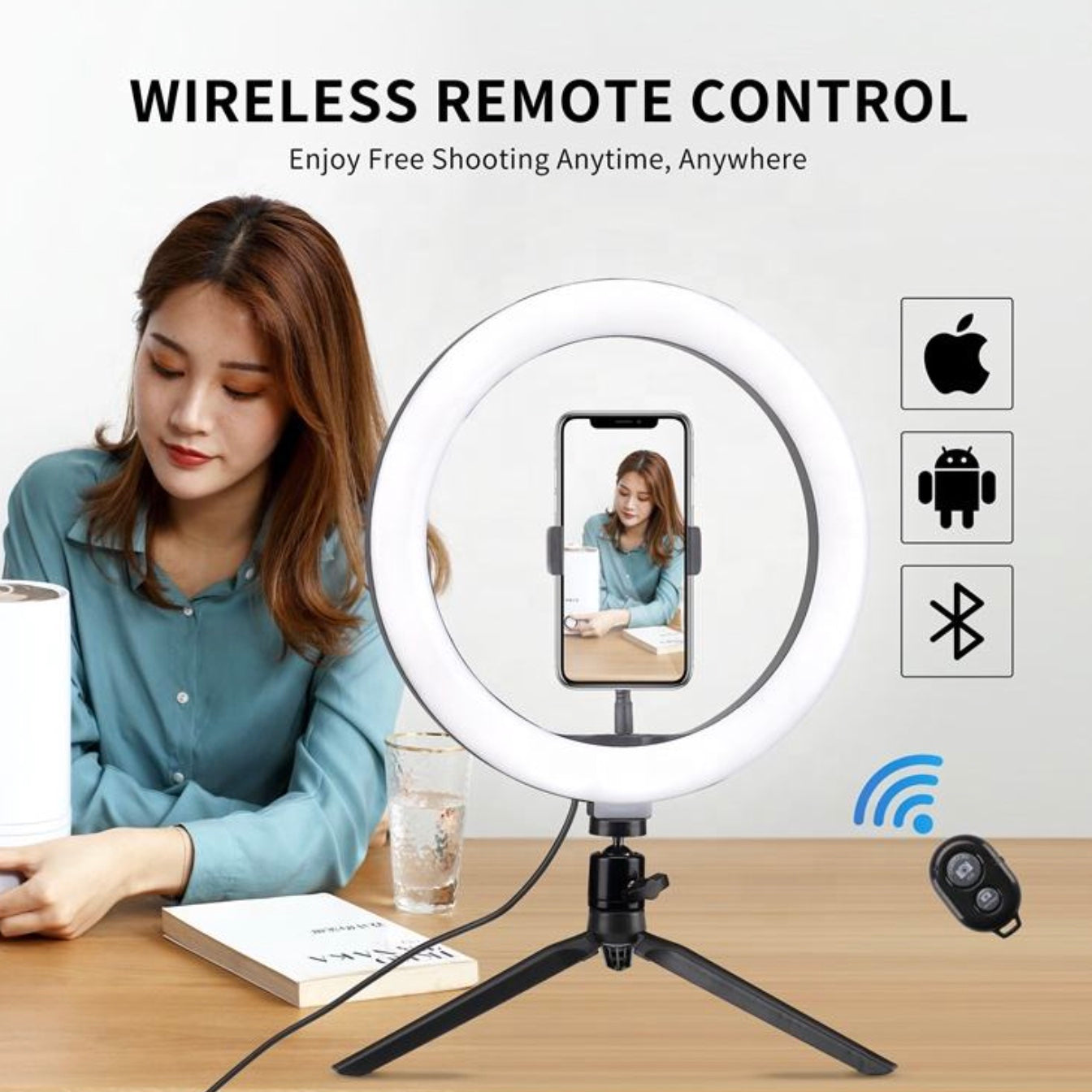 10-Inch Rechargeable LED Ring Light with Tripod